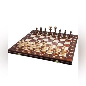NIB Muba Magnetic Travel Chess Set Beautiful Handcrafted Wooden Set w/Board 16"